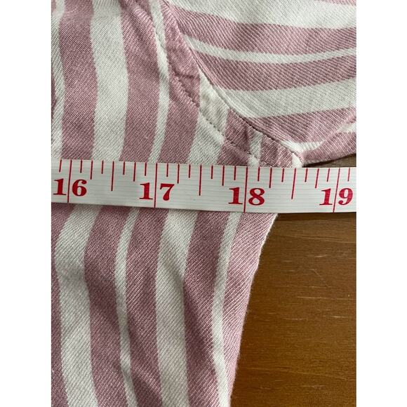 Pink Striped Button Up Top Womens Size Small Long Sleeve Collared Top Casual - Picture 11 of 12